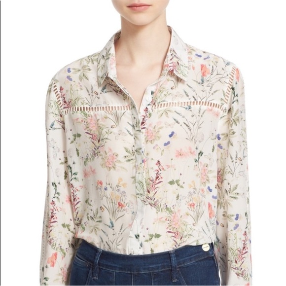 The Kooples Tops - The Kooples Floral Button-Up Blouse in Ivory size XXS  ( fits a S) runs large